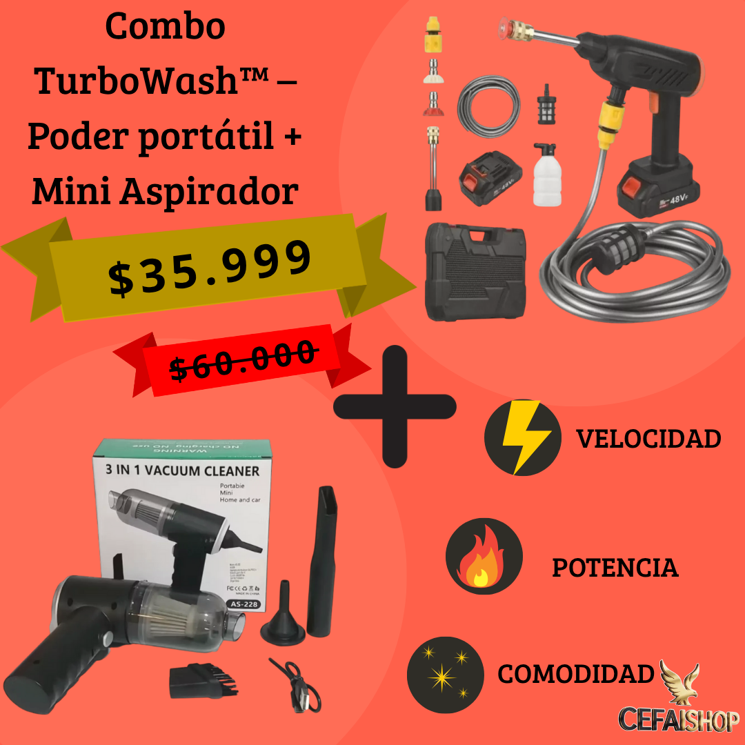 Combo  TurboWash™ – Poder portátil +  Mini Aspirador