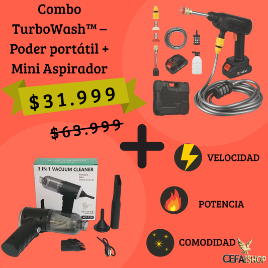 Combo  TurboWash™ – Poder portátil +  Mini Aspirador